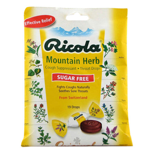 Ricola Cough Suppressant Throat Drops, Mountain Herb And Sugar Free, 19 Ea, 24 Pack